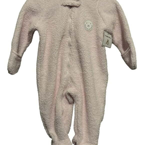 NEW Cuddle Bear Infant Girls Pink Fleece Zip Front Bunting Footed Sleeper 6 Mo - Picture 2 of 6